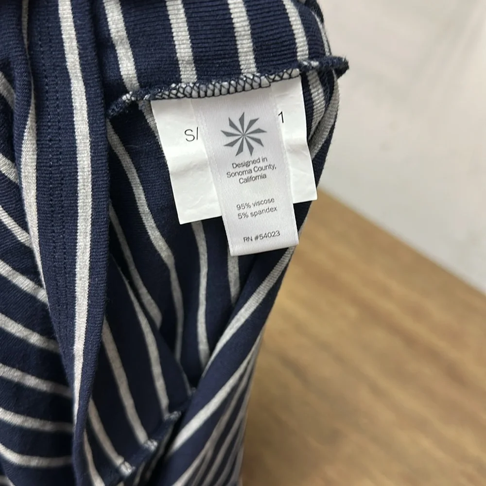 Athleta like new cold shoulder navy Heather grey stretchy soft knit midi dress - Picture 6 of 8